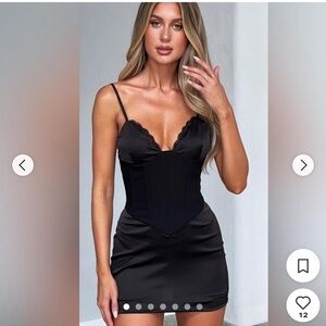 Tiger Mist Black Satin Mini Dress